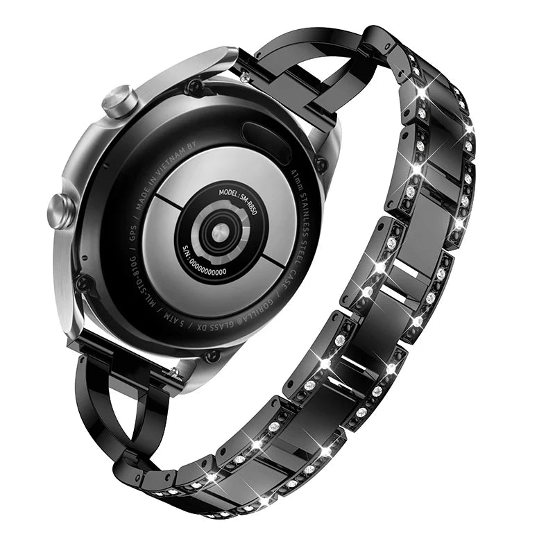 20mm 22mm Luxury Stainless steel Straps for samsung galaxy watch 3 41mm Rhinestone Band for samsung galaxy watch 3 45mm bracelet