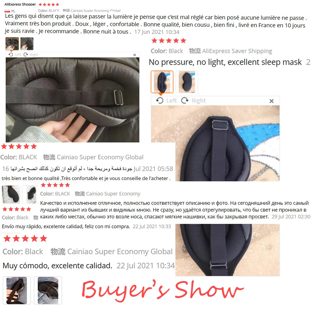 3D Memory Foam Silk Sleep Mask Soft Women Men Eye Patches Comfort Three Dimensional Design Face Mask Eyeshade Night Breathable