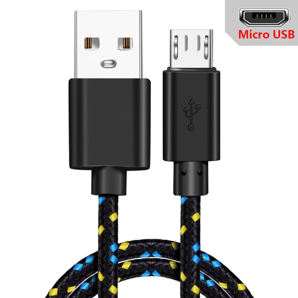 Micro USB Cable 1m Data Sync USB Charger Cable For Xiaomi Samsung Huawei Android Phone Nylon Braided Charging Microusb Cables