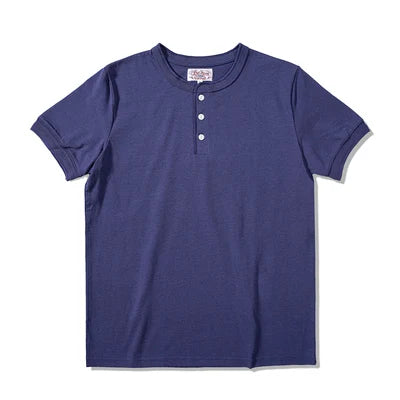 T1-0007 Red Tornado Asian Size Super Good Quality Mans 260GSM Heavy Thick Casual Henley Tee Cotton 7 Colors