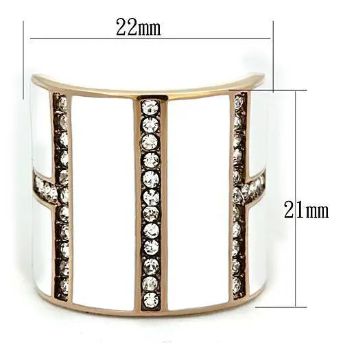 AJ TK1444 Clear Crystal Fashion Ring with Top Grade Ion Plating Stainless Steel Rose Gold IP
