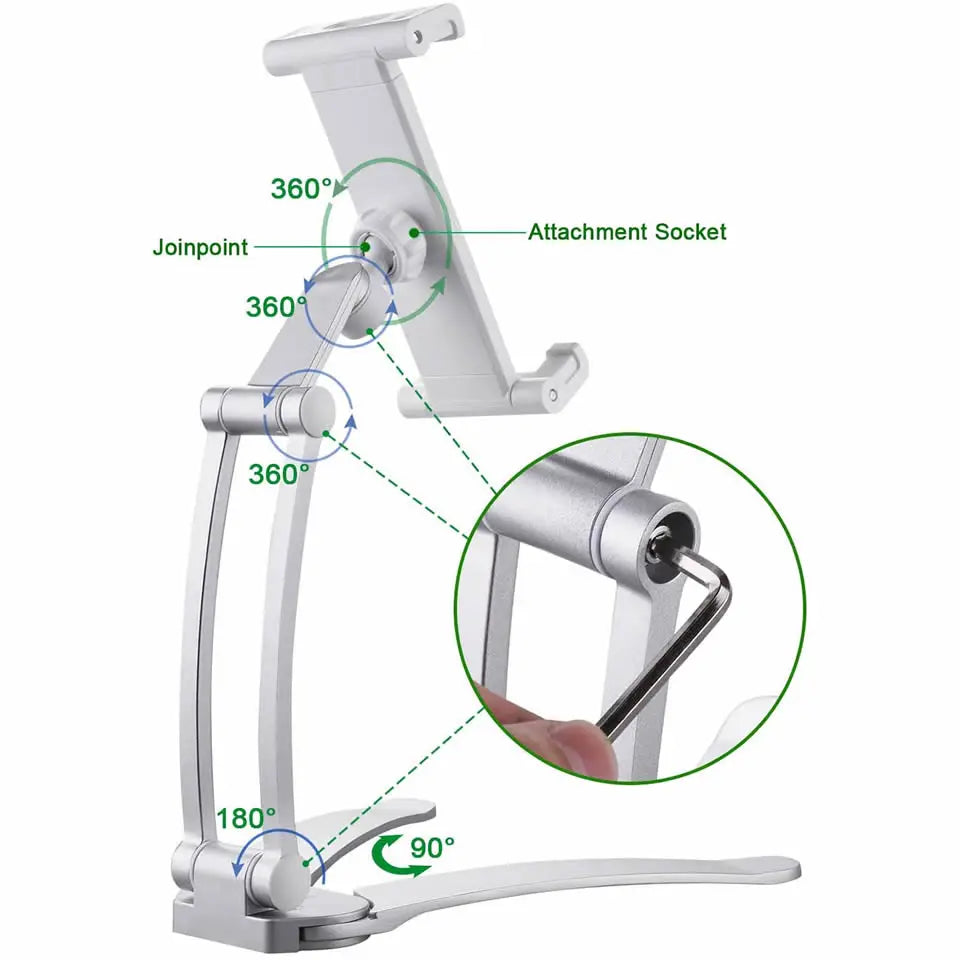 OUTMIX Aluminum Kitchen Tablet Stand Phone Holder Flodable Adjustable 5-13 inches Tablet Phone Desktop Mount for iPad Pro 12.9