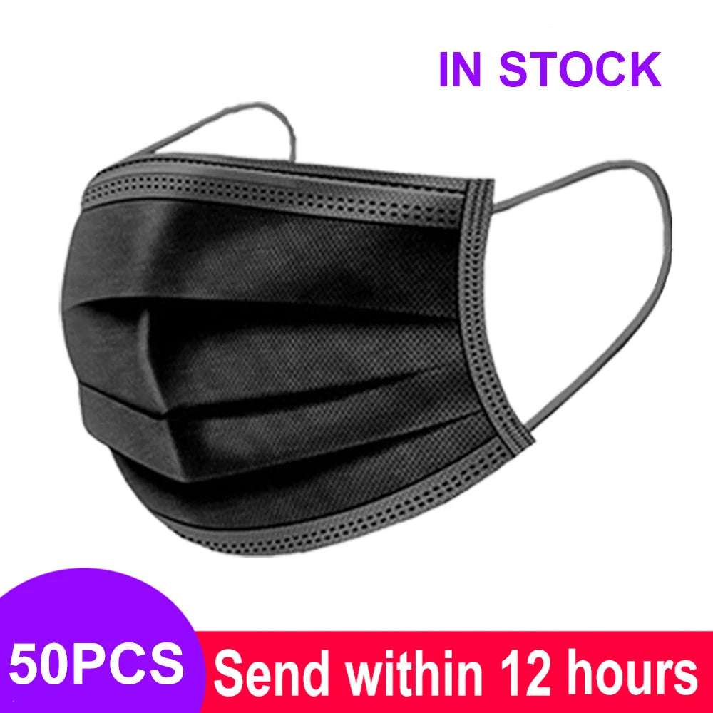 Fast Delivery Mascarillas Mask Disposable Non Wove Meltblown Cloth 3Layer Ply Filter Mask Mouth Face Mask Breathable Masque Mask