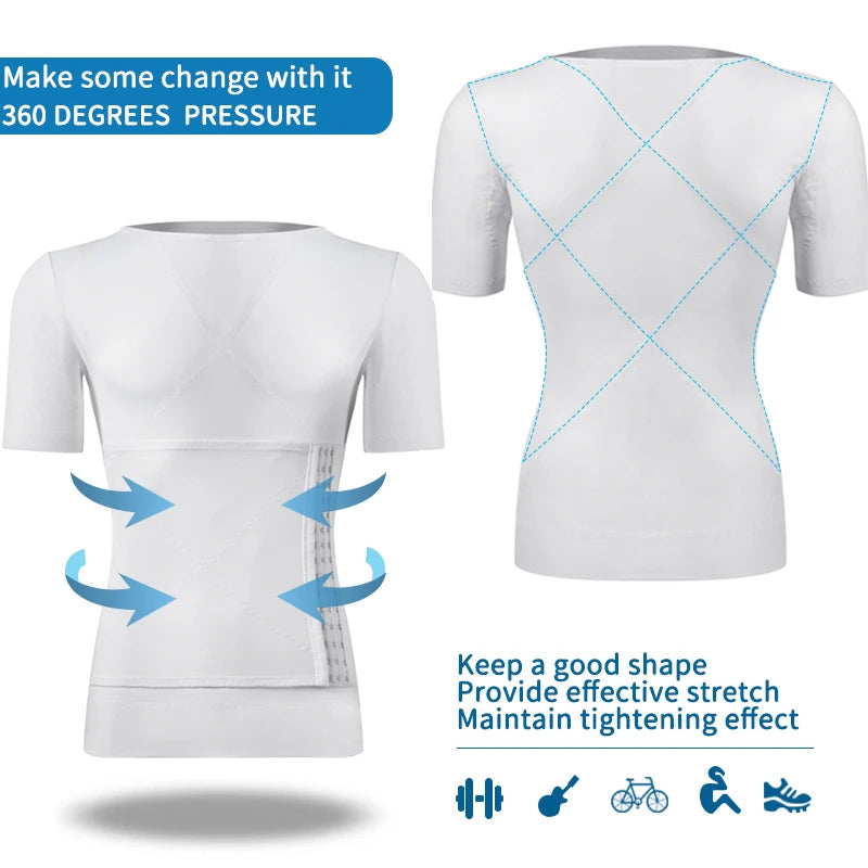 Mens Body Shaper Compression Shirts Abdomen Shapewear Tummy Slimming Sheath Gynecomastia Shapers Corset Waist Trainer Fajas Tops