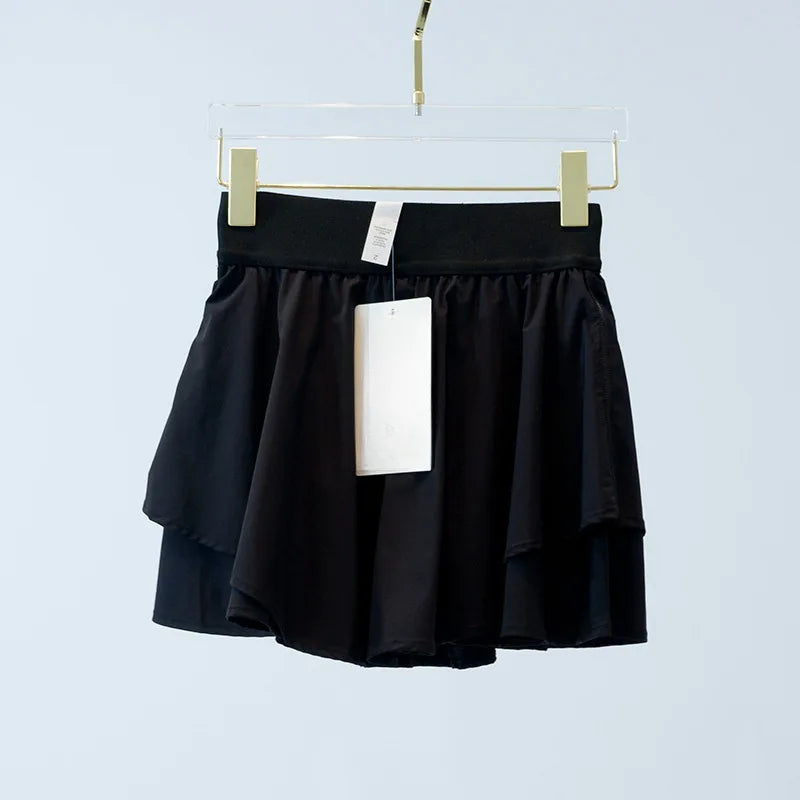 Custom Logo Lightweight 2 in 1 Shorts Pleated Skirt Lulu Tennis Skirt With Shorts for Women