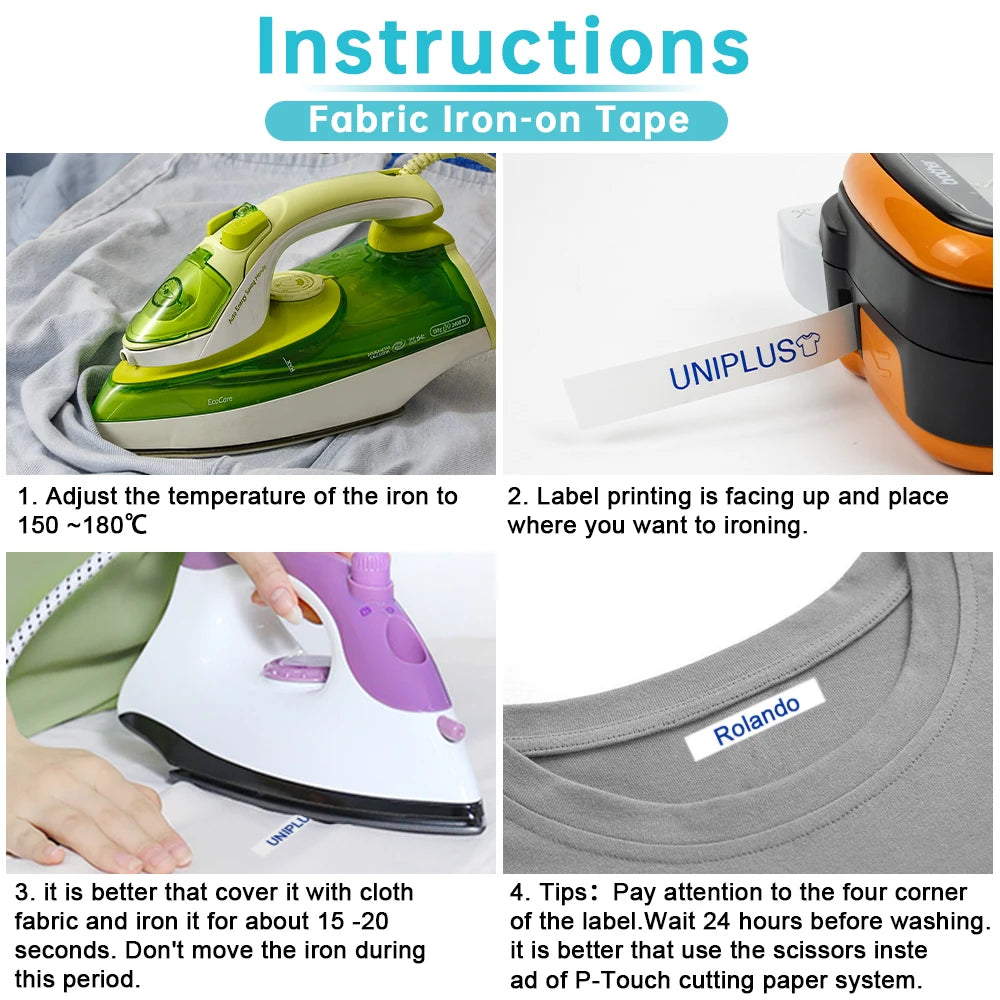 12/18/24mm Fabric Tape Compatible Brother TZe Tape Iron on Fabric Riibon for Brother Label Printer P-Touch PT-P750W PT-H110 D600
