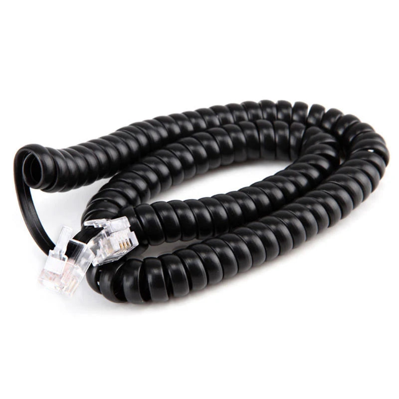 RJ10 Telephone Extension Cable Connector Handset Phone Extension Cord Curly Coiled Cable Spring Wire