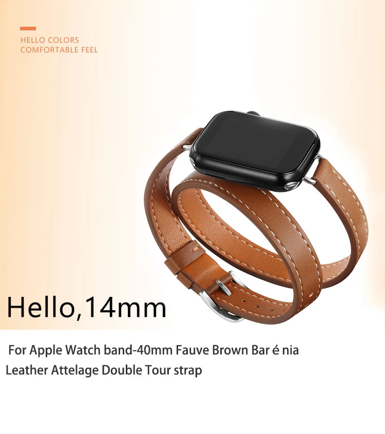 Band for Apple Watch Ultra 49mm 45mm 42mm 44mm 41mm 38mm 40mm Double Tour Leather Strap Iwatch Series 9 8 7 6 Se 5 4 3 2 Correa