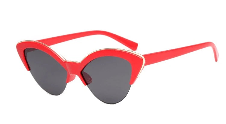 vintage White Cat Eye Sun Glasses For Women Vintage New Fashion Small Half Frame Eyewear Trending Travel Sexy Woman Sunglasses