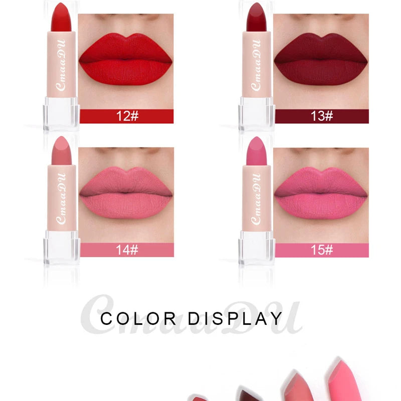15Color Lipstick Lip Makeup Sexy Woman Velvet Matte Lipgross Tint for Lips Long Lasting Waterproof Non-stick Cup Lip Cosmetics