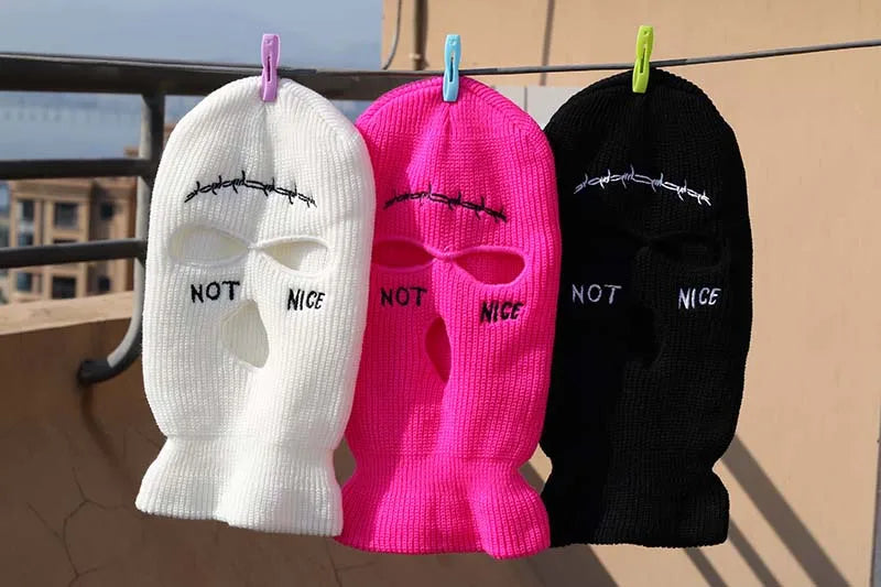 Embroidery Balaclava 3 Hole Full Face Mask Army Tactical Mask Ski Winter Hat Halloween Party Balaclava Cycling Hedging Cap