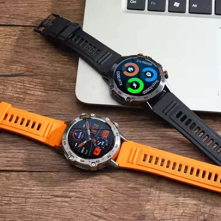 AK56 2026 Outdoor Sport Smartwatch 1.43 Round Screen 400mAh Battery Health Heart Rate BP Monitoring Waterproof K52 Smart Watch