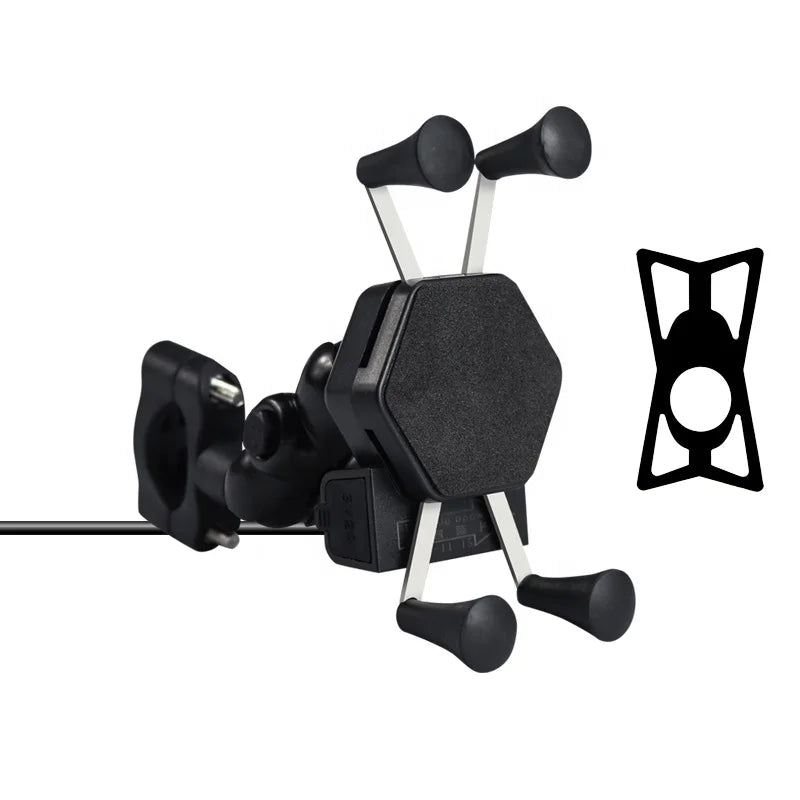 Adjustable Motorcycle Phone Charging Holder Mobile Phone Holder With USB Charger