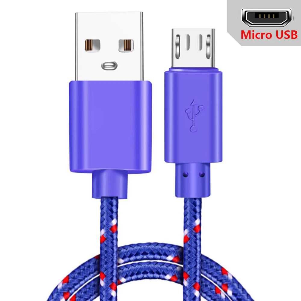 Micro USB Cable 1m Data Sync USB Charger Cable For Xiaomi Samsung Huawei Android Phone Nylon Braided Charging Microusb Cables
