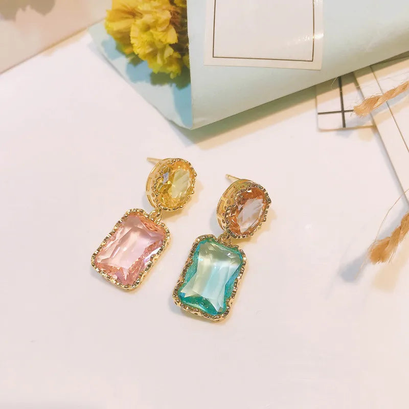 Beautiful Colorful Baroque Crystal Stones AB Style Earrings Luxury Fashion Designers New Jewelry