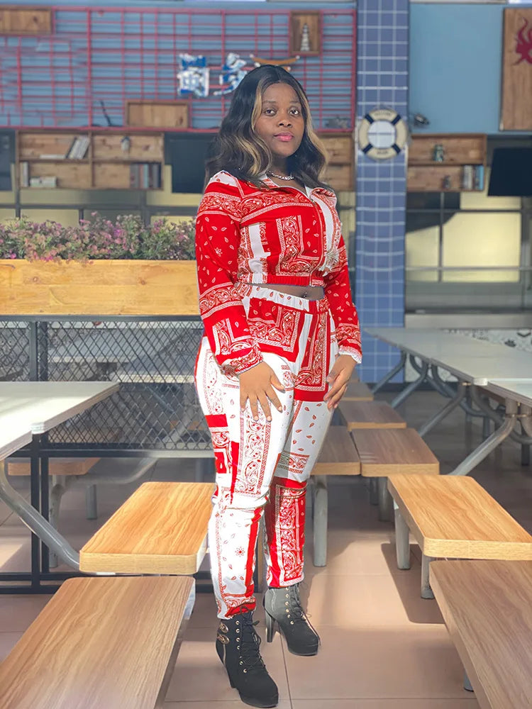 Paisley Bandana Print Two 2 Piece Set Women Fitness Sweatsuit Zipper Up Sweatshirt + Jogger Pants Set Tracksuit Vintage Outfits