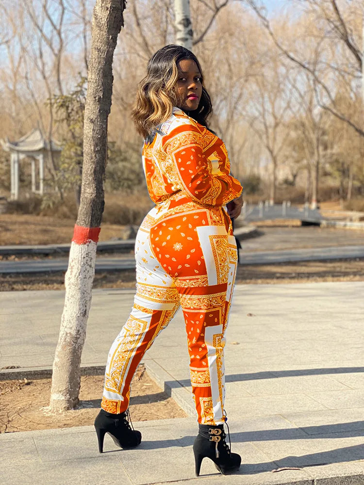 Paisley Bandana Print Two 2 Piece Set Women Fitness Sweatsuit Zipper Up Sweatshirt + Jogger Pants Set Tracksuit Vintage Outfits