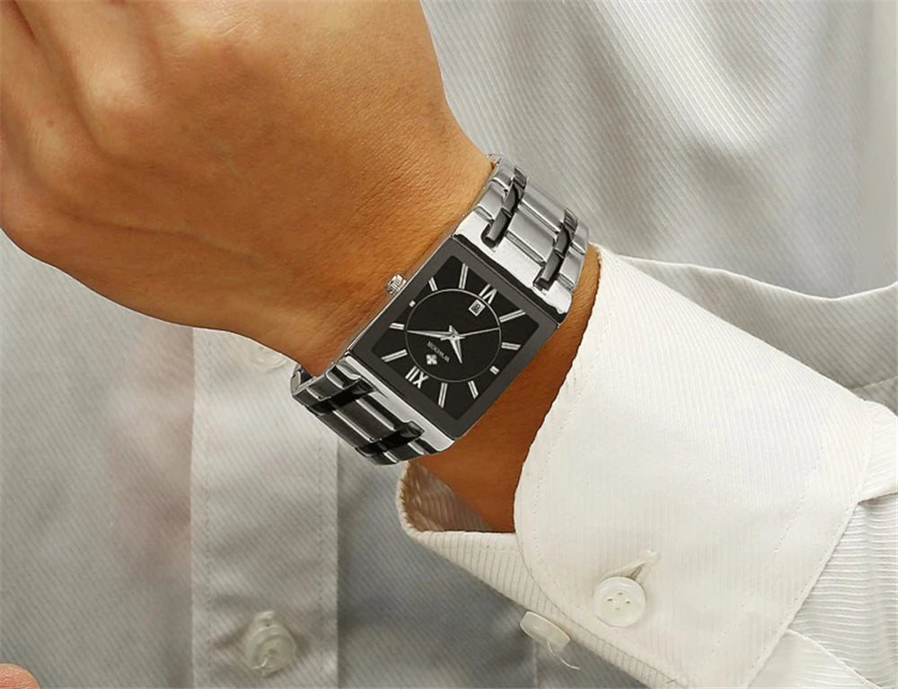 WWOOR Fashion Square White Watches Mens Top Brand Luxury Quartz Wristwatches For Men Casual Waterproof Silver Clock Reloj Hombre