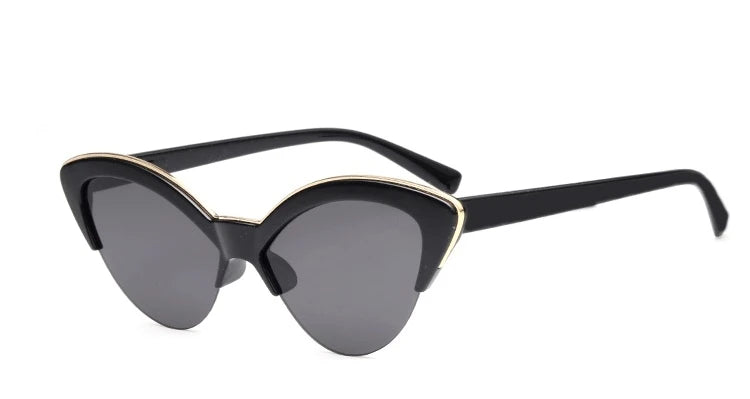 vintage White Cat Eye Sun Glasses For Women Vintage New Fashion Small Half Frame Eyewear Trending Travel Sexy Woman Sunglasses