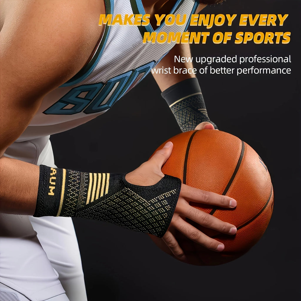 1 Pair Copper Wrist Compression Sleeves Support Brace Unisex for Sports Fitness Workouts Typing Breathable Hand Protection