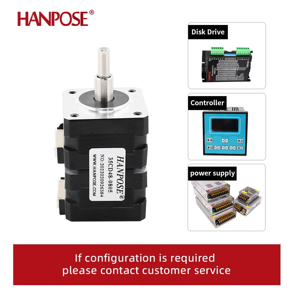 Hanpose 35CD48-0805 Micro Motor 0.45A Output Shaft Can Be Forward and Reverse Double-layer Stepper Motor 3D Printer Stage Light