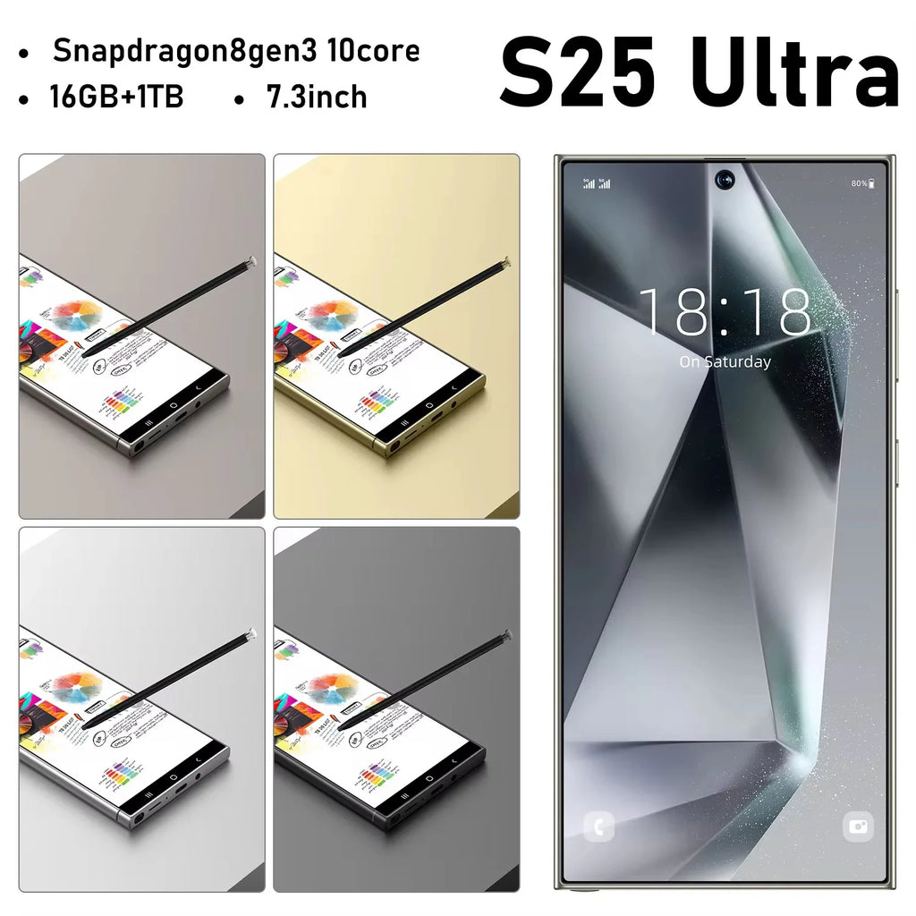 Hot Selling S25 U+L TRA Unlocked Game Cellphones 16GB+1TB Original Telephone Smartphone