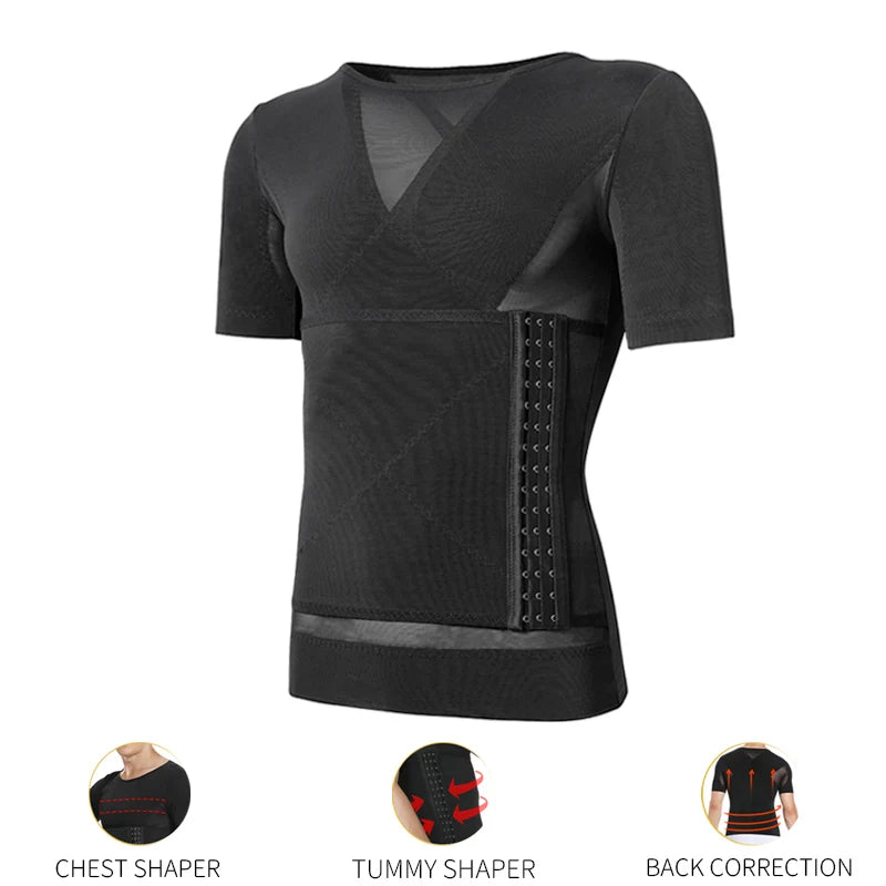 Mens Body Shaper Compression Shirts Abdomen Shapewear Tummy Slimming Sheath Gynecomastia Shapers Corset Waist Trainer Fajas Tops