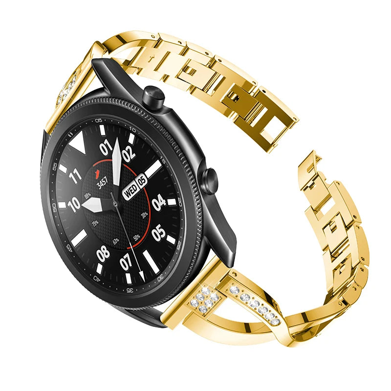20mm 22mm Luxury Stainless steel Straps for samsung galaxy watch 3 41mm Rhinestone Band for samsung galaxy watch 3 45mm bracelet