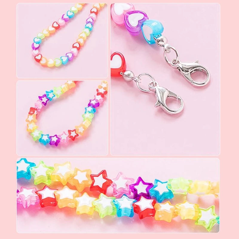 Kids Acrylic Rainbow Colorful Star Heart Beaded Chain Face Mask Holder Lanyard Eyeglass Anti-Lost Strap Necklace String