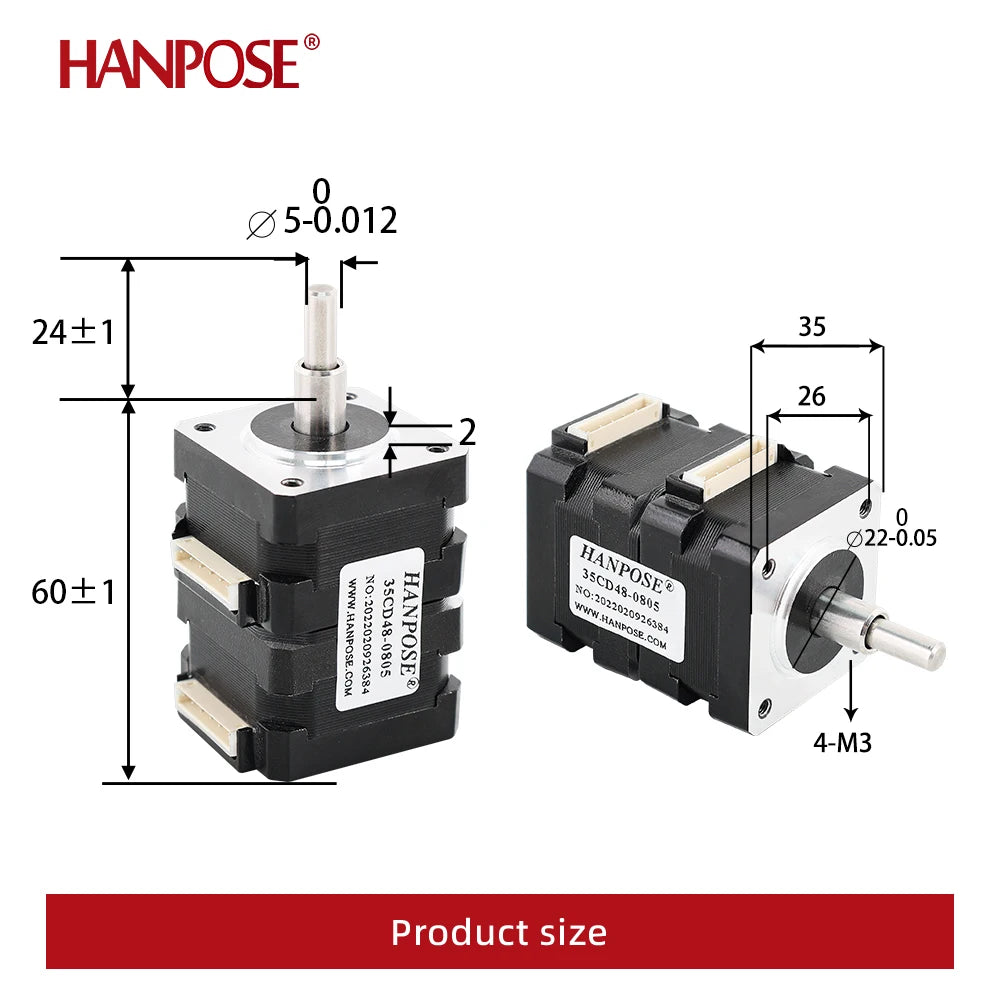 Hanpose 35CD48-0805 Micro Motor 0.45A Output Shaft Can Be Forward and Reverse Double-layer Stepper Motor 3D Printer Stage Light