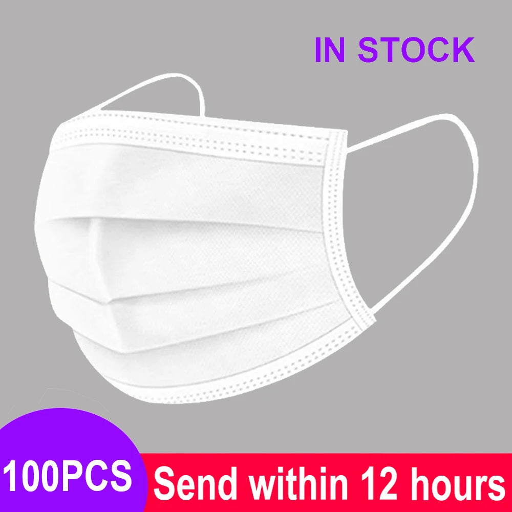 Fast Delivery Mascarillas Mask Disposable Non Wove Meltblown Cloth 3Layer Ply Filter Mask Mouth Face Mask Breathable Masque Mask