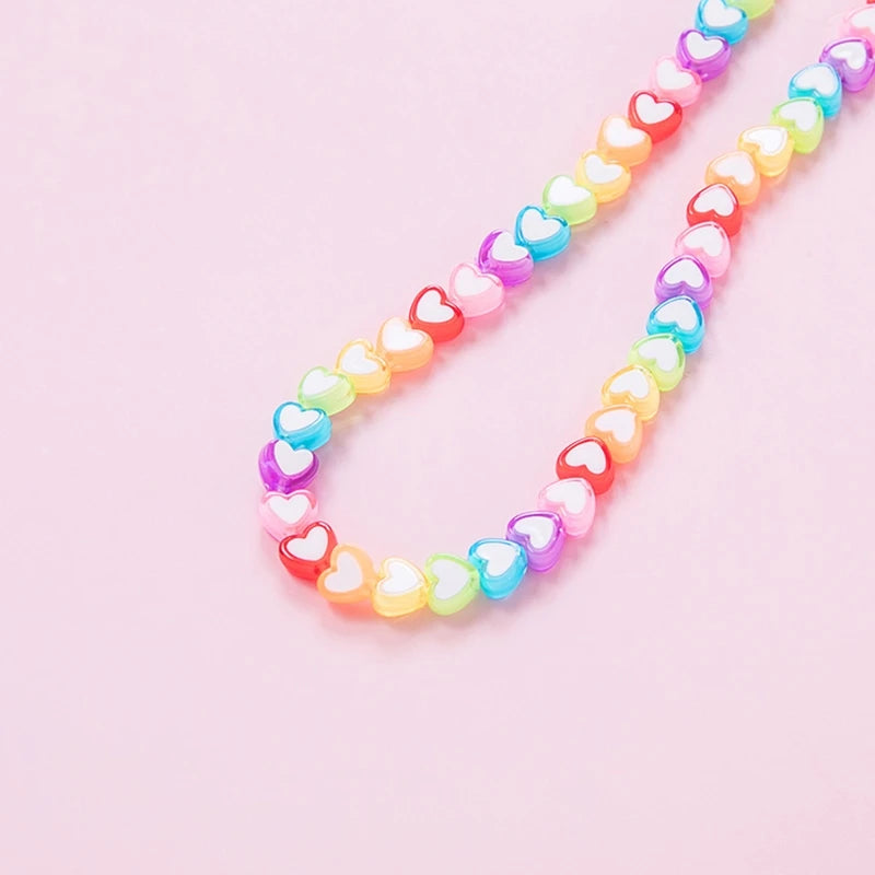 Kids Acrylic Rainbow Colorful Star Heart Beaded Chain Face Mask Holder Lanyard Eyeglass Anti-Lost Strap Necklace String