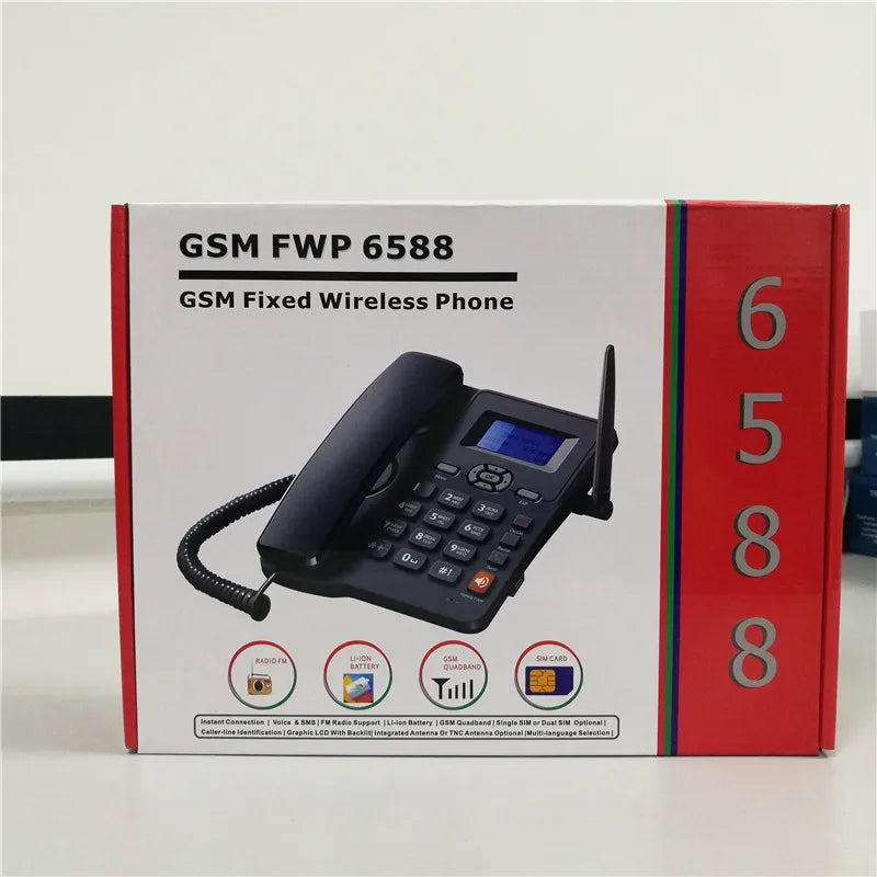 GSM Dual SIM Landline Phone Slot F602 Simple Analog Office/Home Fixed Wireless Table Desk Telephone