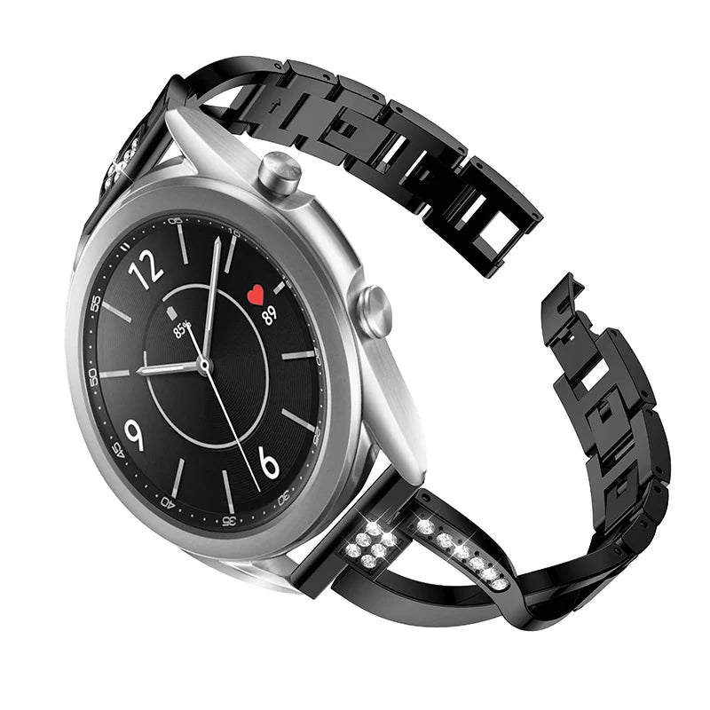 20mm 22mm Luxury Stainless steel Straps for samsung galaxy watch 3 41mm Rhinestone Band for samsung galaxy watch 3 45mm bracelet