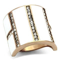 AJ TK1444 Clear Crystal Fashion Ring with Top Grade Ion Plating Stainless Steel Rose Gold IP