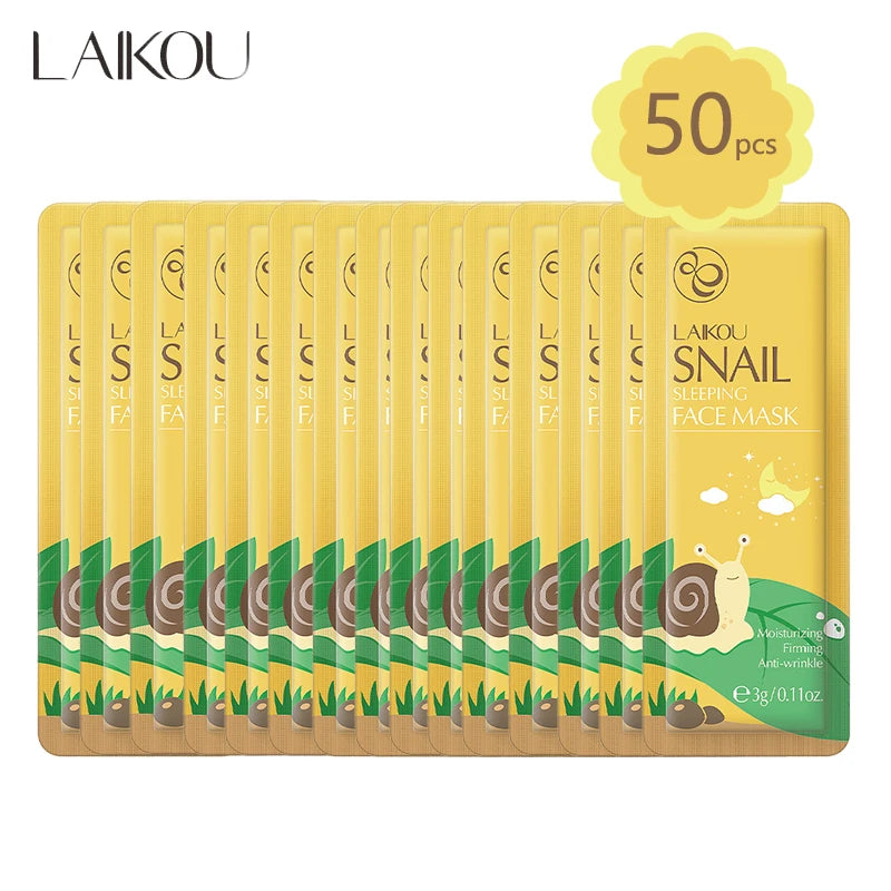 50pcs LAIKOU Sakura Moisturizing Sleeping Face Mask Night Repairing Facial Cream Packs Nourishing Hydrating Smooth Mask for Face