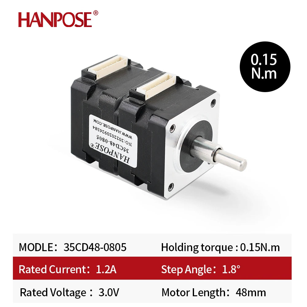 Hanpose 35CD48-0805 Micro Motor 0.45A Output Shaft Can Be Forward and Reverse Double-layer Stepper Motor 3D Printer Stage Light