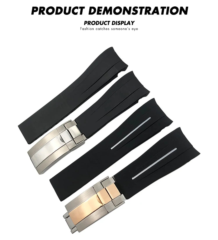 Rubber Strap 21mm 22mm Fit for Rolex DEEPSEA Sea-Dweller Submariner Blue Black Waterproof Sports Silicone Watch Strap Free Tools