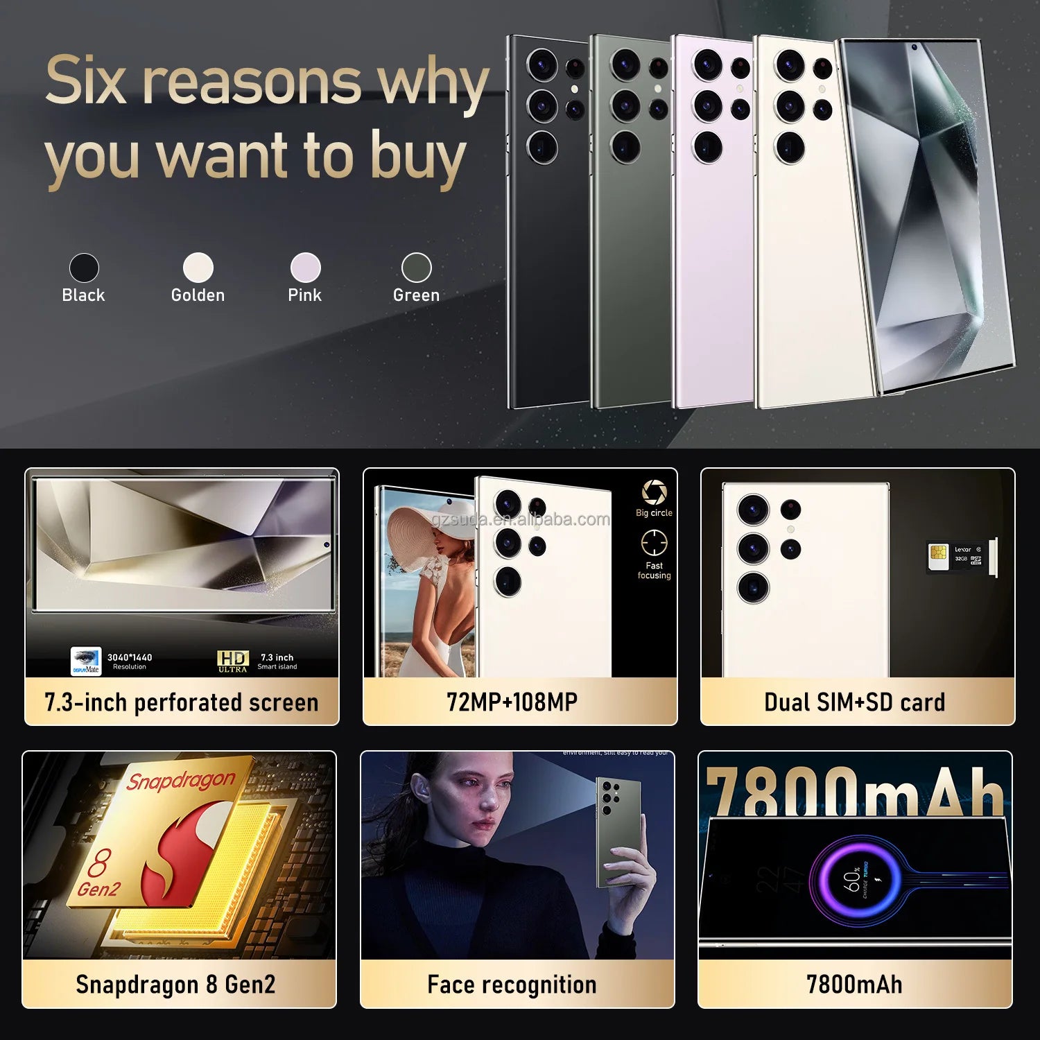 Factory Price Note 30 Ultra Smartphone 7.3 Inch AMOLED Screen Telephone Smartphone 5G Cellphone Large Screen HD Camera