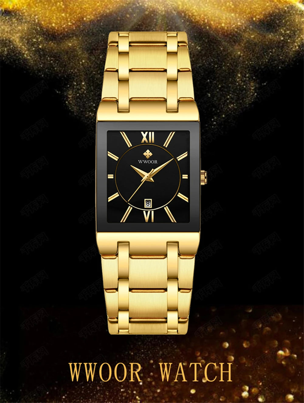 WWOOR Fashion Square White Watches Mens Top Brand Luxury Quartz Wristwatches For Men Casual Waterproof Silver Clock Reloj Hombre