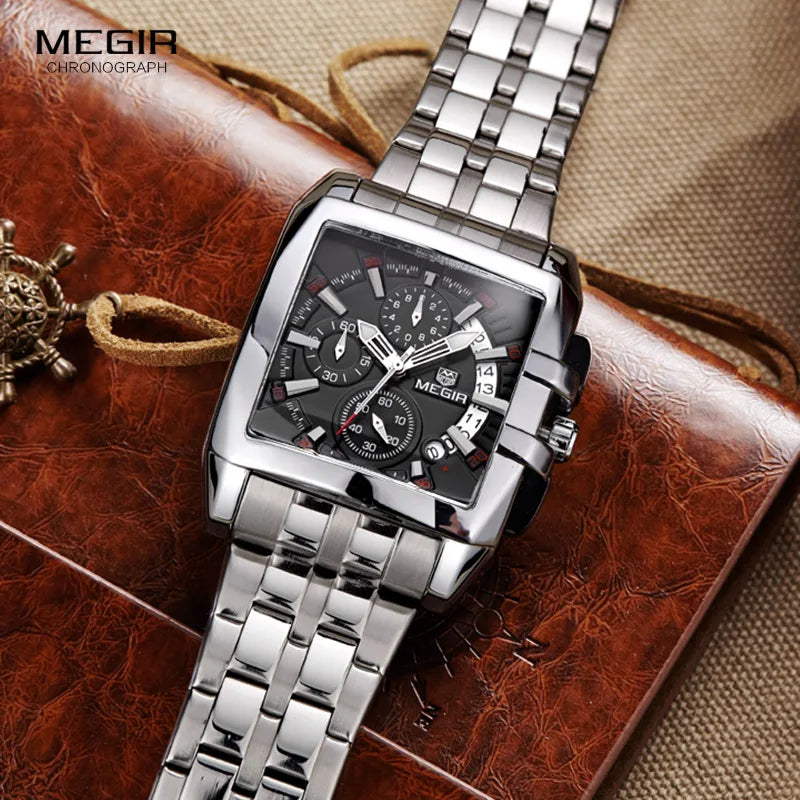 Megir New Business Men's Quartz Watches Fashion Brand Chronograph Wristwatch for Man Hot Hour for Male with Calendar 2018