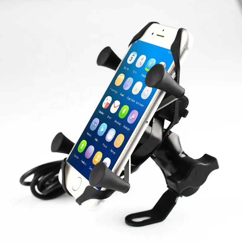 Adjustable Motorcycle Phone Charging Holder Mobile Phone Holder With USB Charger