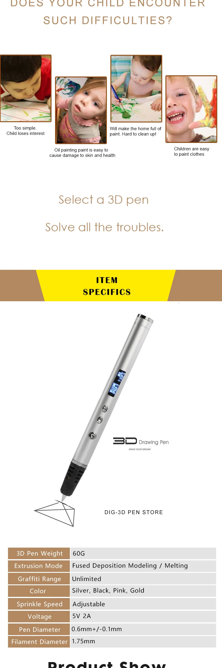 New RP900A 3D Pen slimmest DIY 3D Printing Pen In The World Creative Toy Gift Christmas Presents For Kids