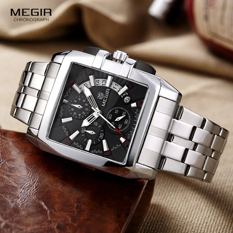 Megir New Business Men's Quartz Watches Fashion Brand Chronograph Wristwatch for Man Hot Hour for Male with Calendar 2018