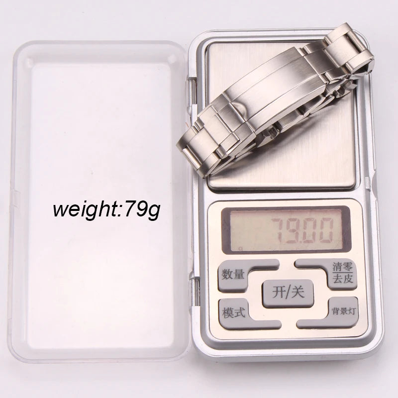 20mm Stainless Steel Watchband Bracelet For Rolex Watch Band Silver Brushed Curved End Replacement Strap