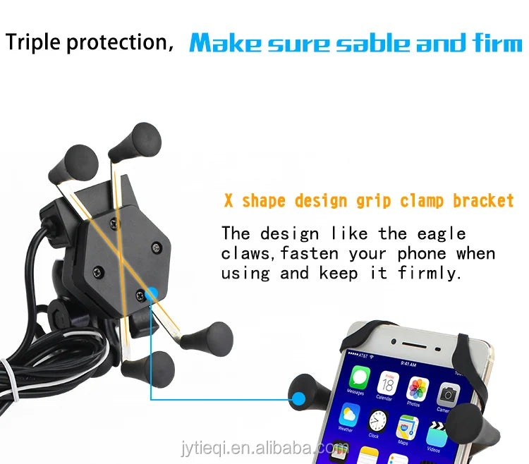 Adjustable Motorcycle Phone Charging Holder Mobile Phone Holder With USB Charger