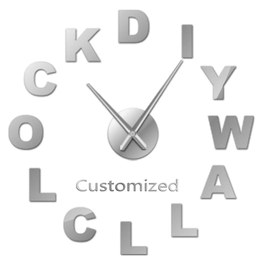 Weightlifting Fitness Room Wall Decor DIY Giant Wall Clock Mirror Effect Powerlifting Frameless Large Wall Clock GYM Wall Watch