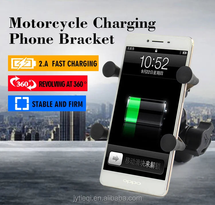 Adjustable Motorcycle Phone Charging Holder Mobile Phone Holder With USB Charger
