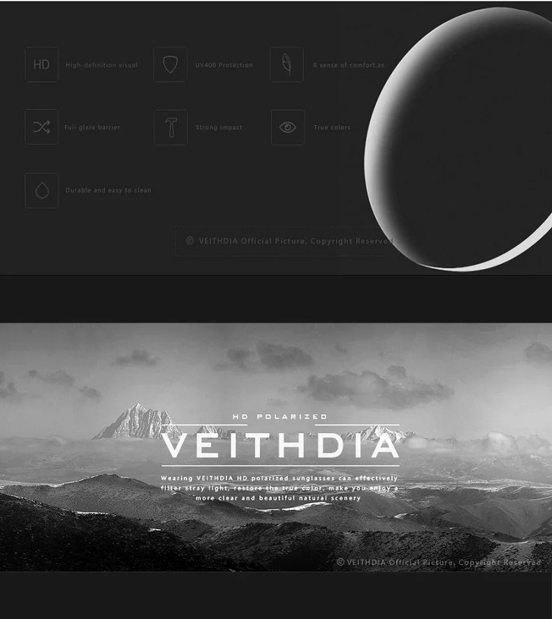 VEITHDIA Men Sunglasses Aluminum Magnesium Polarized UV400 Lens Rimless Driving Fishing Sun Glasses Sports Eyewear For Male 6535