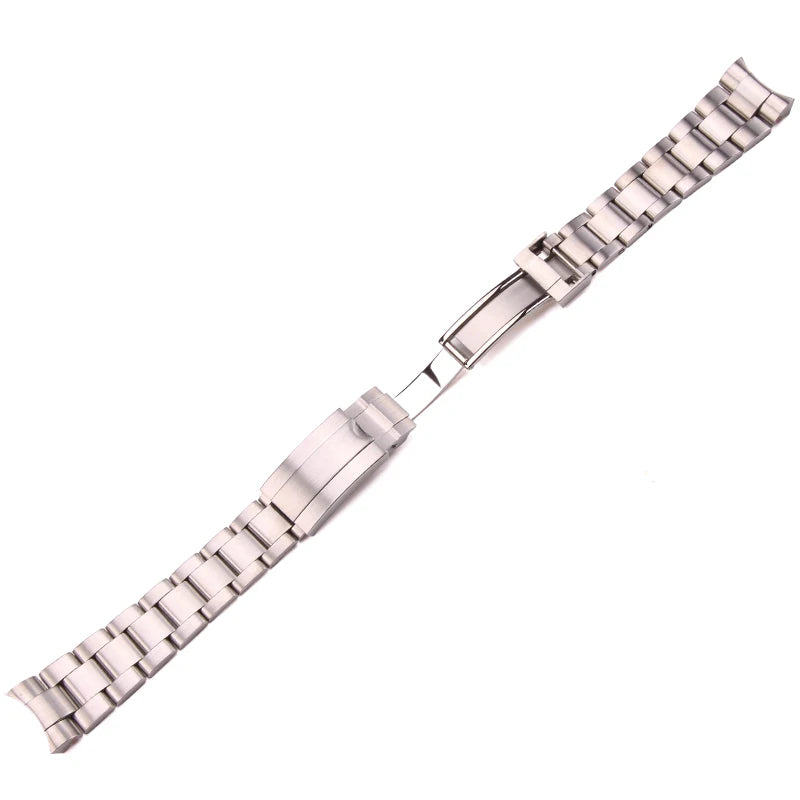 20mm Stainless Steel Watchband Bracelet For Rolex Watch Band Silver Brushed Curved End Replacement Strap